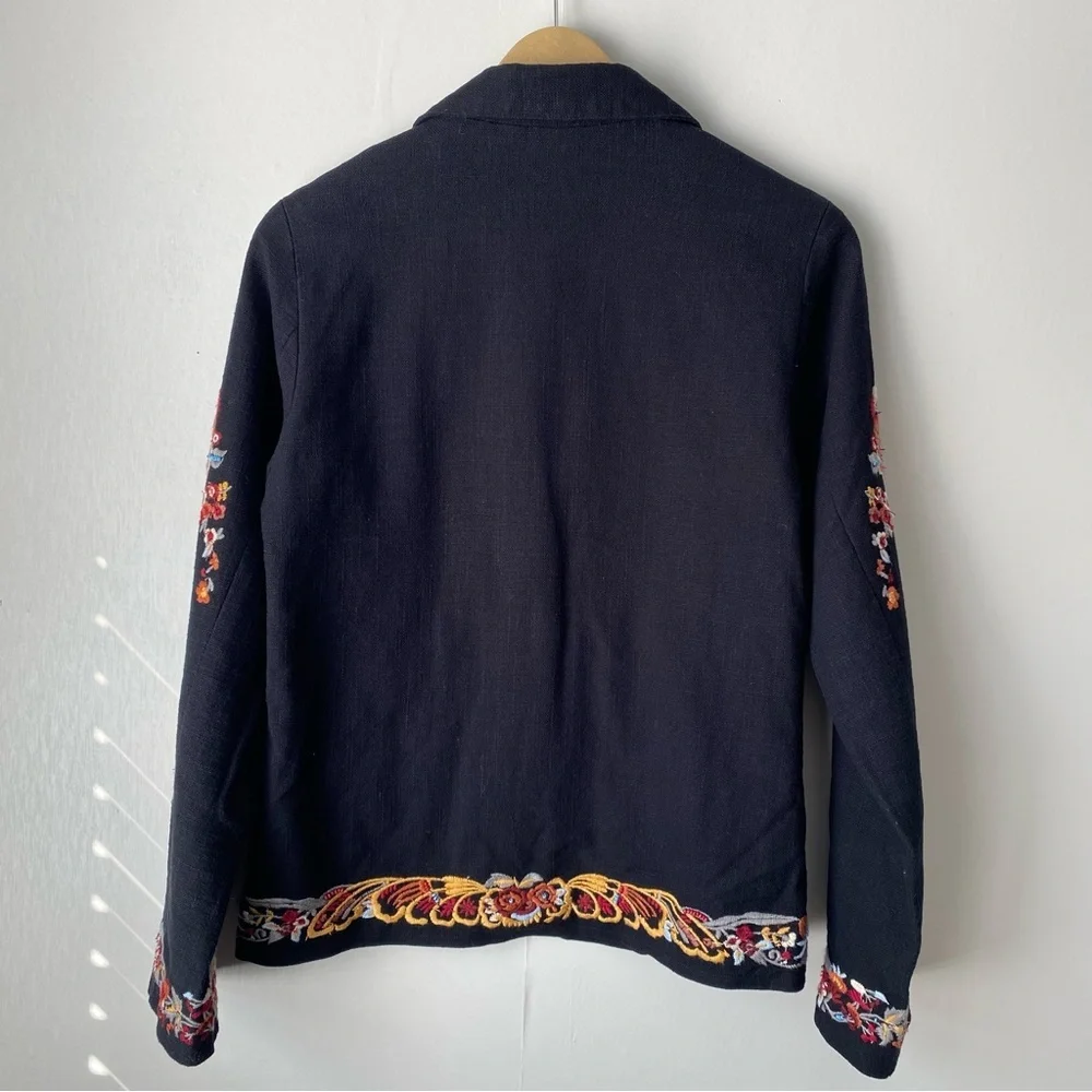 Anthropologie Maeve Embroidered Ellen Blazer Jacket Beaded Floral Print 4 - Picture 7 of 9